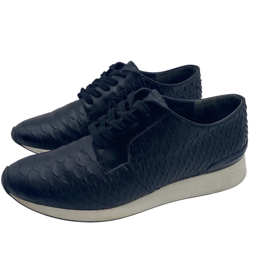 Vince Womens Shoes Rayner Sneakers 7.5 Black Leather Low Top Textured Designer